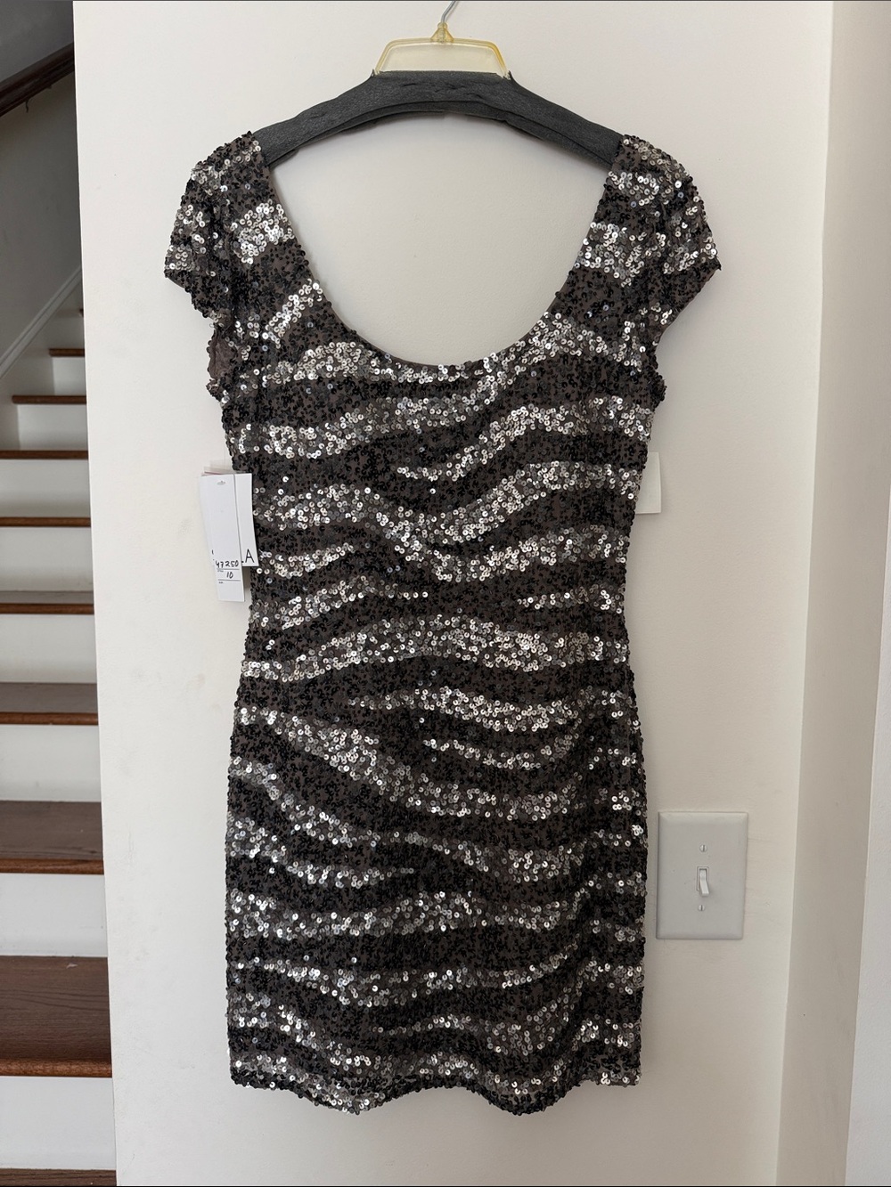 Scala Black & Silver Sequin Scoop-Neck Mini Dress